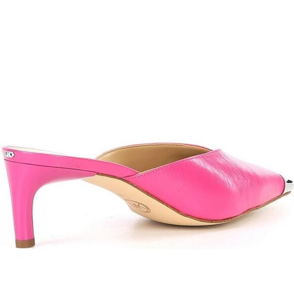 Michael Kors Kasia Mule Heel Women Size 6.5 Wild Berry Crush Leather Pointed Toe - Picture 2 of 3